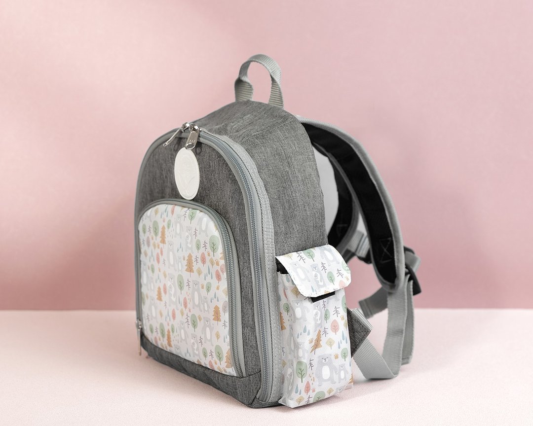 Soin Sewing 所以相缝 - Soin独家花色爱尼背包-拥抱森林熊 - 背包/袋子 - 聚酯纤维 灰色