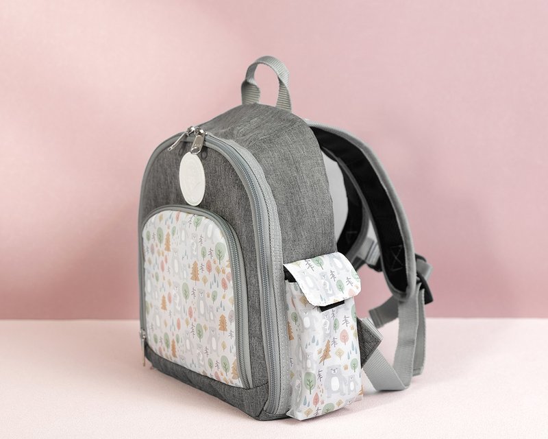 Soin Sewing 所以相缝 - Soin独家花色爱尼背包-拥抱森林熊 - 背包/袋子 - 聚酯纤维 灰色