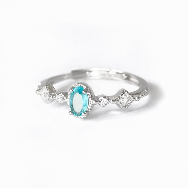 2件85折 | 磷灰石纯银戒指 (梦幻霓虹蓝 肉眼全净) - 戒指 - 纯银 