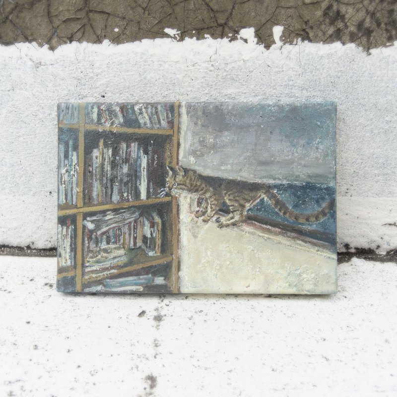 【唯一压克力原画】吃书少女皮皮猫之挑书吃日常 - 海报/装饰画/版画 - 其他材质 灰色