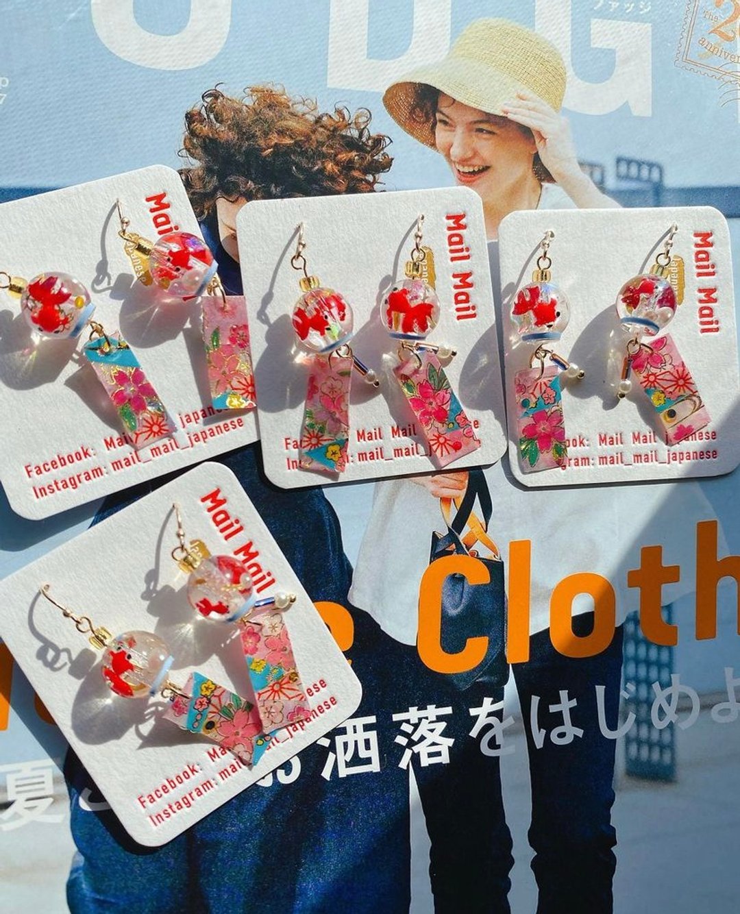 小金鱼风铃、耳鈎、耳夹 - 耳环/耳夹 - 树脂 多色