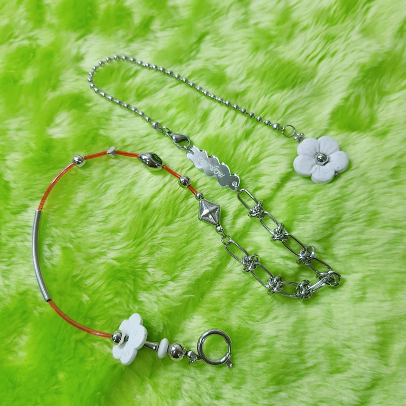 无敌 3way 变身系列 - 可当项链 吊饰 手链 花花项链 y字链 - 项链 - 其他材质 银色