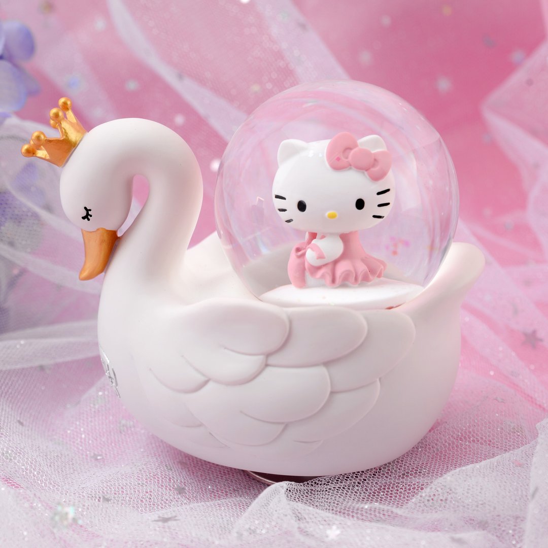 Hello Kitty 天鹅湖 水晶球音乐盒 生日圣诞交换情人节结婚弥月礼 - 摆饰 - 玻璃 