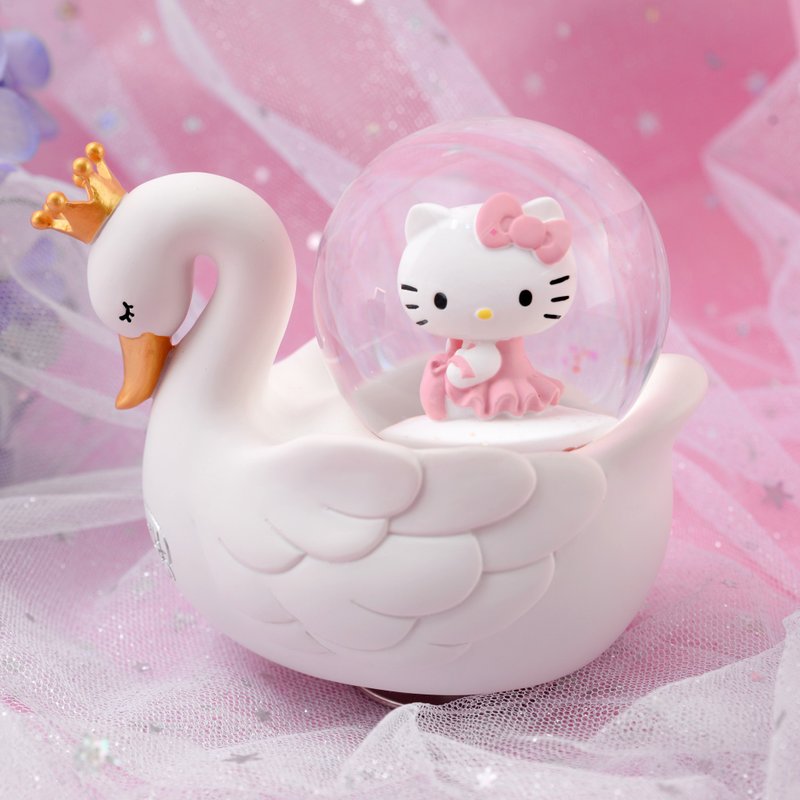 Hello Kitty 天鹅湖 水晶球音乐盒 生日圣诞交换情人节结婚弥月礼 - 摆饰 - 玻璃 