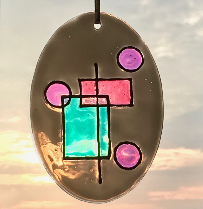 简约几何│彩绘玻璃吊挂装饰品 - 摆饰 - 玻璃 多色