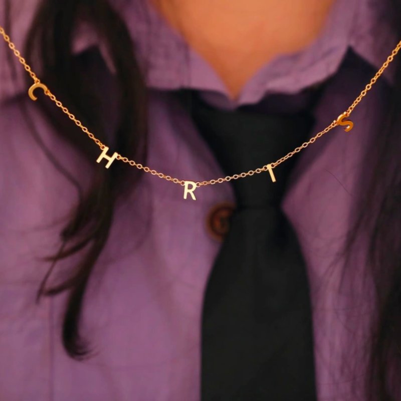 客制化字母姓名 纯银项链 纪念 文字 女友 母亲 闺蜜 礼物 生日 - 项链 - 纯银 