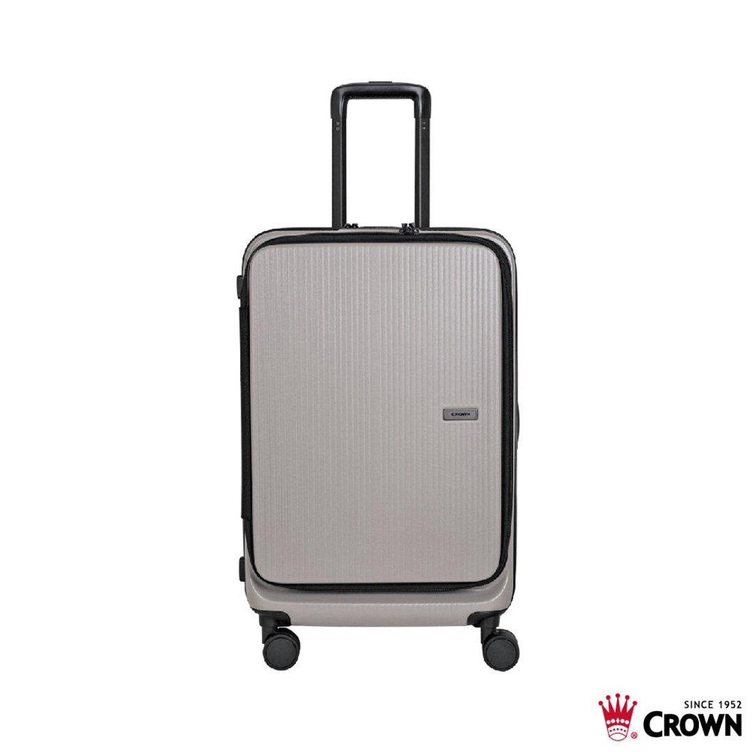 【CROWN】25寸 DOPPIO 前开框架拉杆箱 托运箱  雾面拿铁咖啡 - 行李箱/行李箱保护套 - 塑料 咖啡色