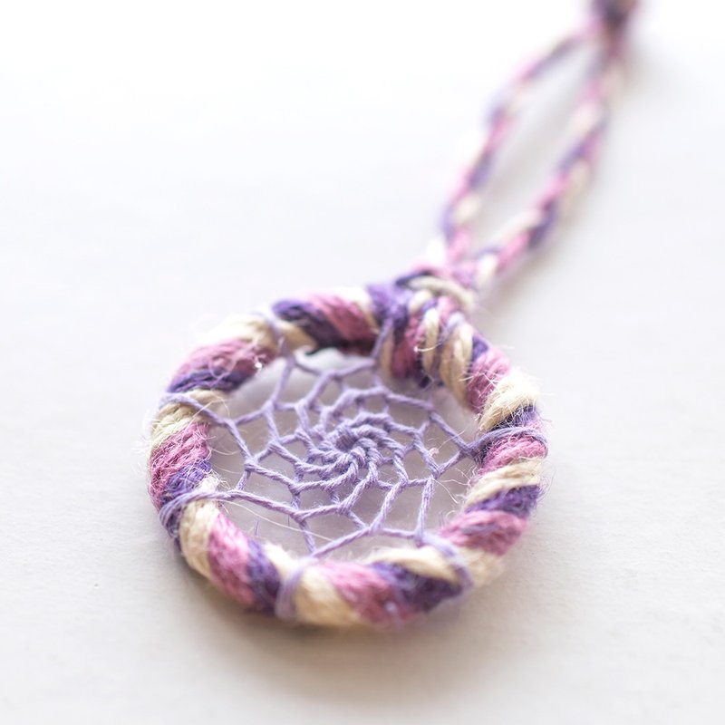 迷你捕梦网 - 麻绳(白+浅紫+中紫) - 包包吊饰 交换礼物 - 吊饰 - 其他材质 