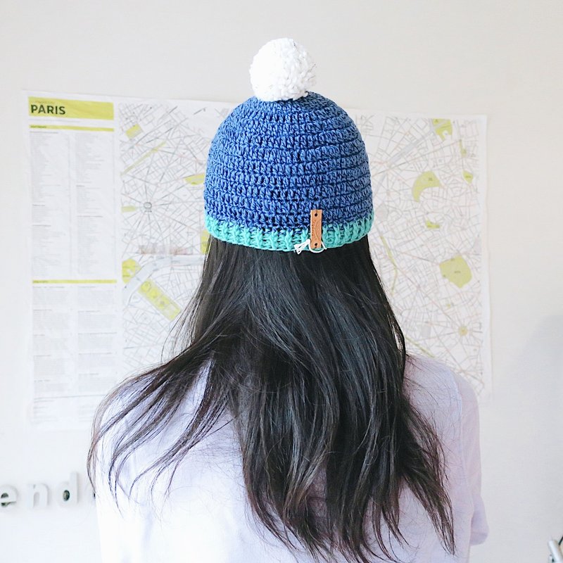 【endorphin】手工编织球帽 - 帽子 - 羊毛 蓝色