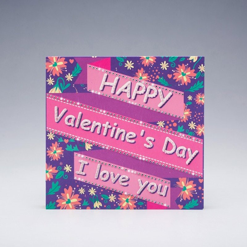 【GFSD】水钻精品-手工情人节卡-爱的祝福 - 卡片/明信片 - 纸 紫色