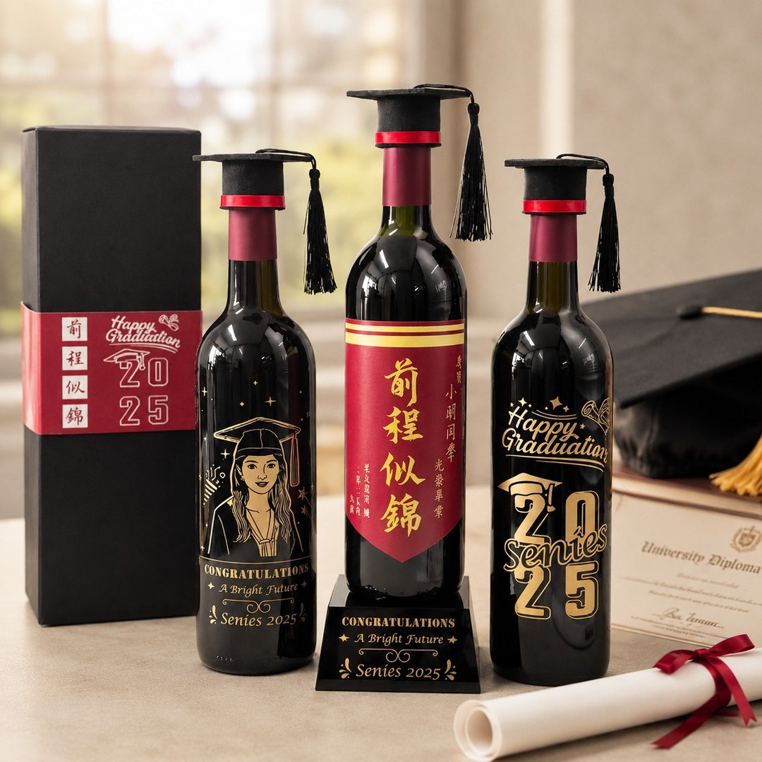 毕业礼物 定制化庆祝红酒 创意奖座适合毕业典礼 毕业派对送好友 - 酒类 - 玻璃 
