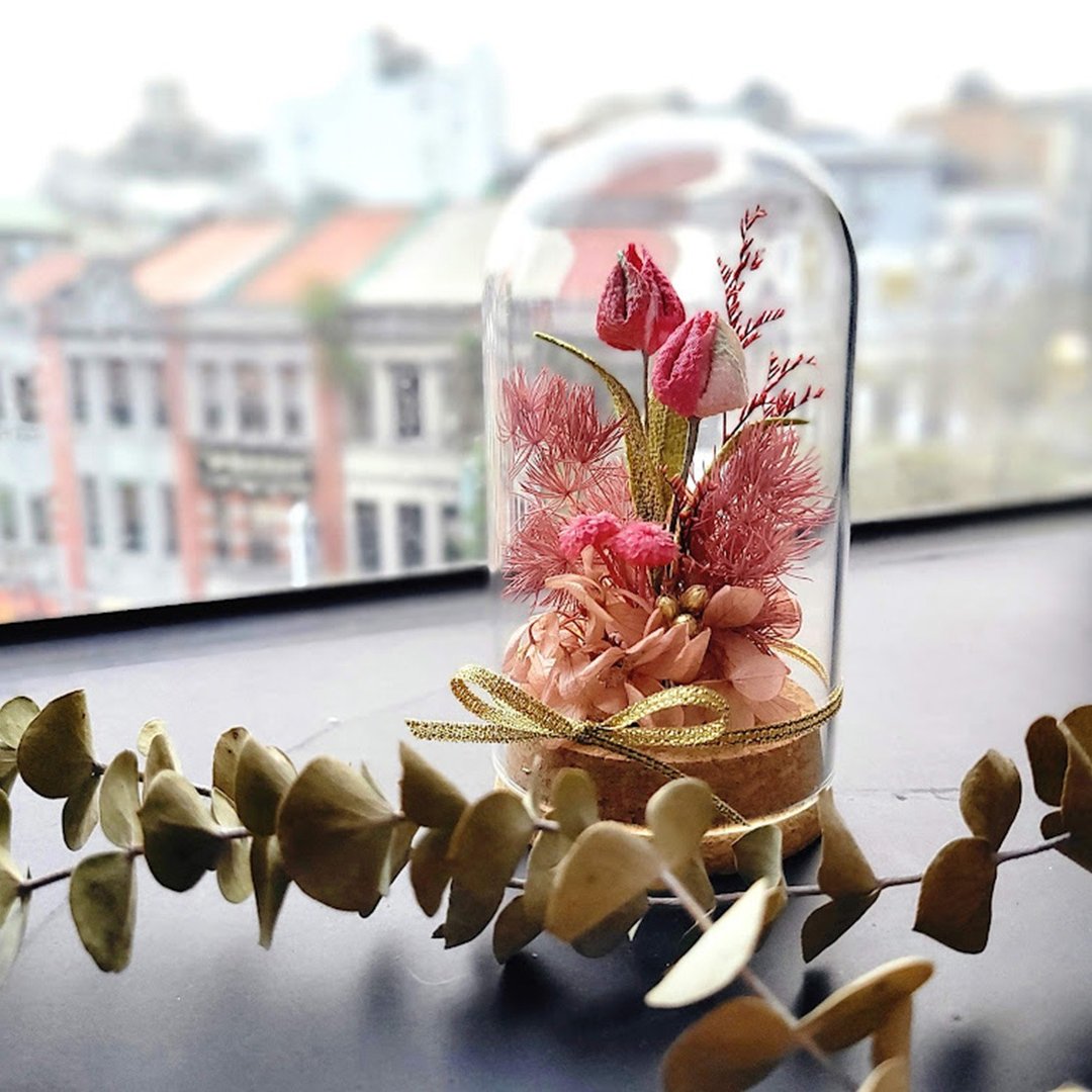 -迷你郁金香永生花盅-つまみ细工/日式布花/手作体验 - 植栽 - 聚酯纤维 