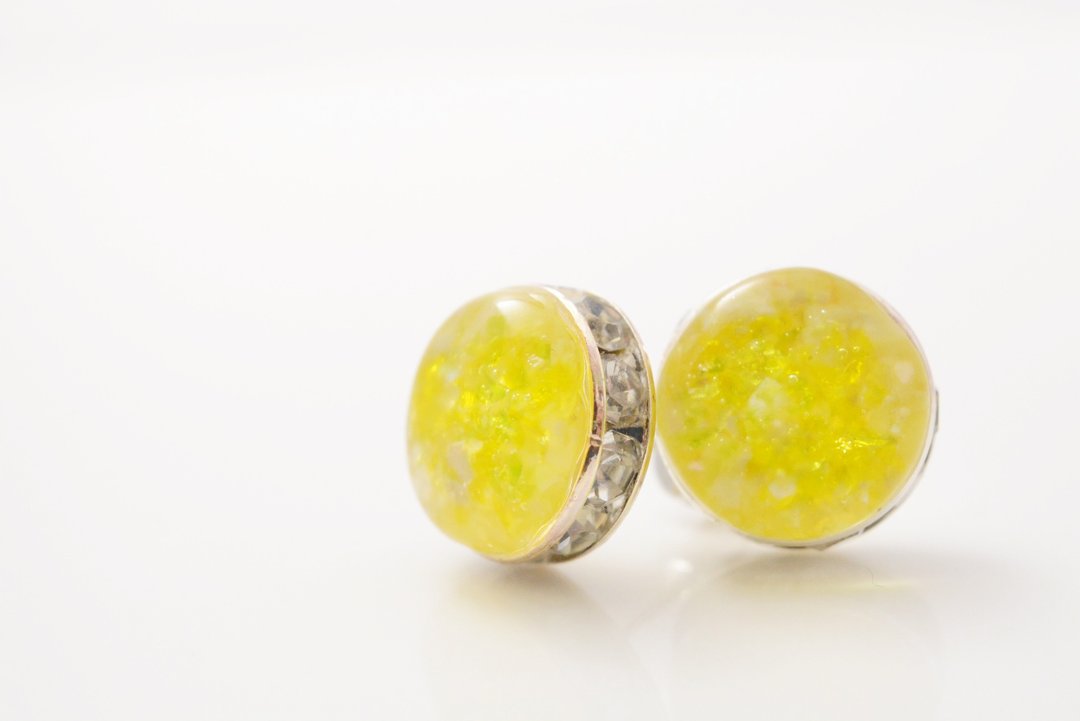 Rape blossom earrings - 耳环/耳夹 - 其他材质 黄色