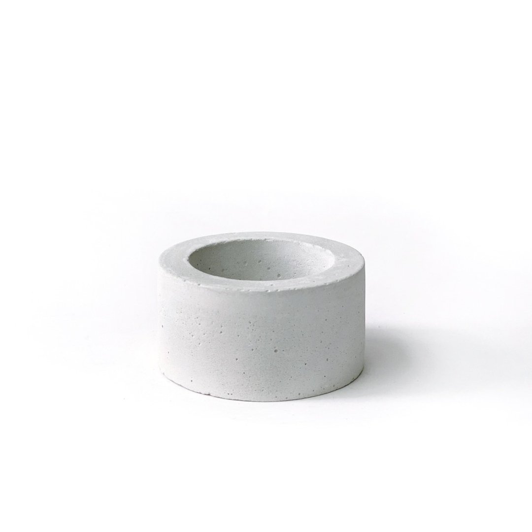 纯灰系列 | 小圆形纯色灰色水泥盆器 可搭配同色系底盘 - 花瓶/陶器 - 水泥 灰色