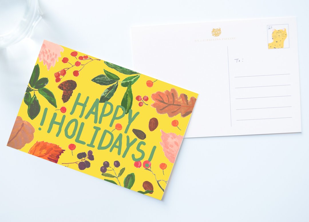 Happy Holidays 圣诞卡 明信片／三送一 - 卡片/明信片 - 纸 多色