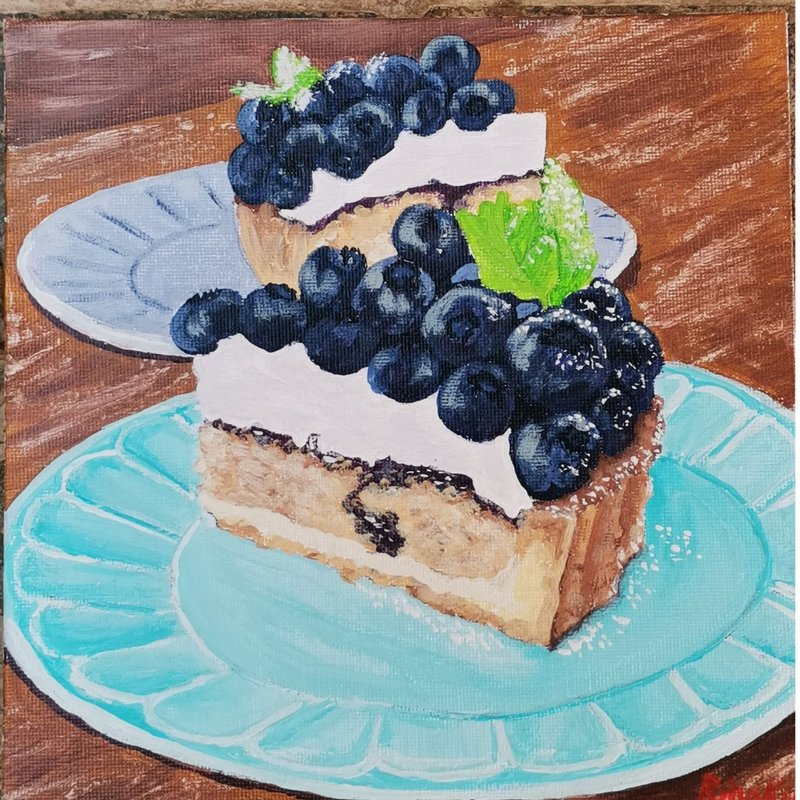 蓝莓甜点原创裱框艺术食物绘画厨房艺术作者 RinaArtSK - 墙贴/壁贴 - 其他材质 多色