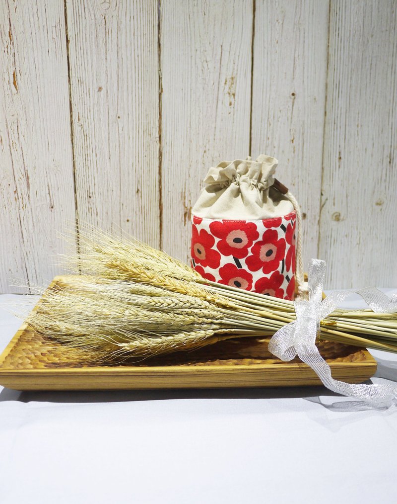 交换礼物 首选小物收纳~花花束口袋(白底红花) - 收纳用品 - 棉．麻 