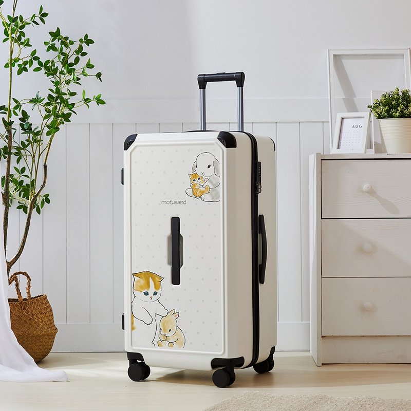 【Mofusand猫福珊迪】28寸拉链款行李箱 胖胖箱 旅行箱-猫兔白 - 行李箱/行李箱保护套 - 塑料 白色