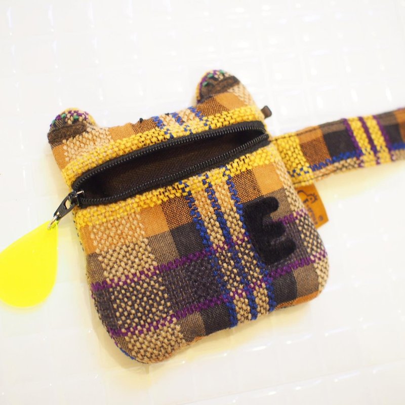 E*group 蛙口水手提零钱包 手提包  紫黄格子 - 手提包/手提袋 - 棉．麻 黄色