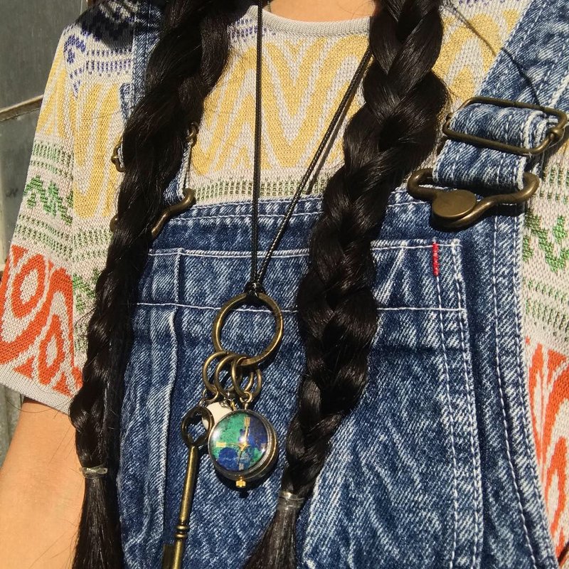 【Lost and find】 天然石 蓝铜矿 地球 月球 宇宙 怀表 - 女表 - 宝石 蓝色