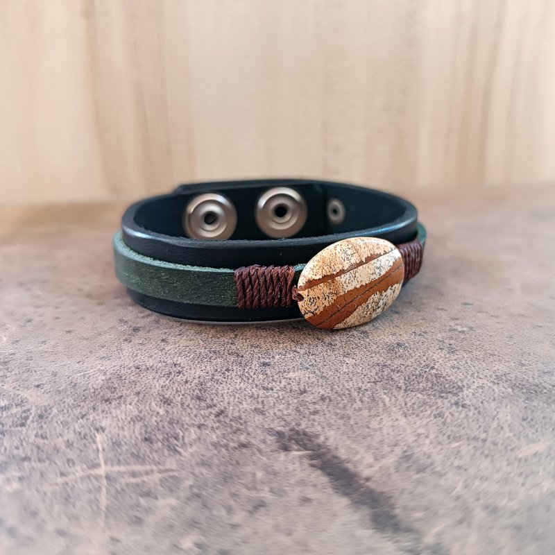 风景碧玉 皮革 手链 时间 与 石头 的 风景 - 手链/手环 - 真皮 咖啡色