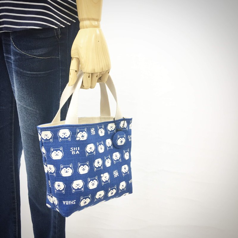 | •R• | 日本定番mini万用手提袋/手提包 | 大头柴犬 - 手提包/手提袋 - 棉．麻 