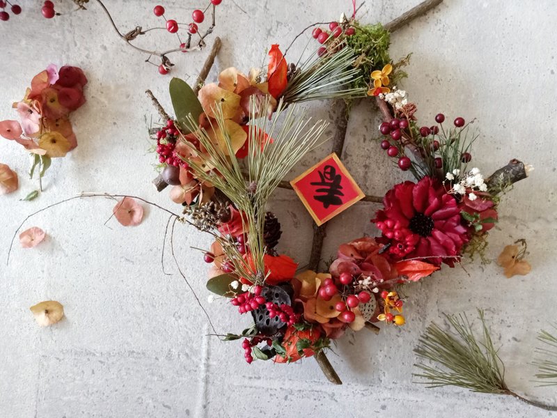 新春花框 大/新春花礼/干燥花 - 摆饰 - 植物．花 红色