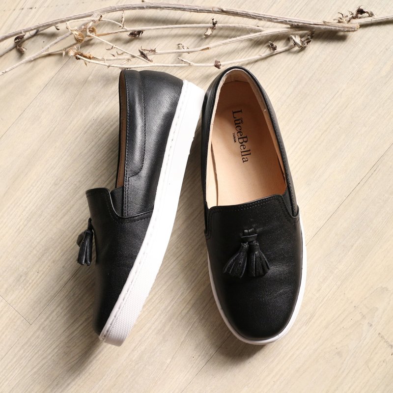 【纯粹知色】流苏厚底休闲鞋-黑色-剩22.5号 - 女款休闲鞋 - 真皮 黑色