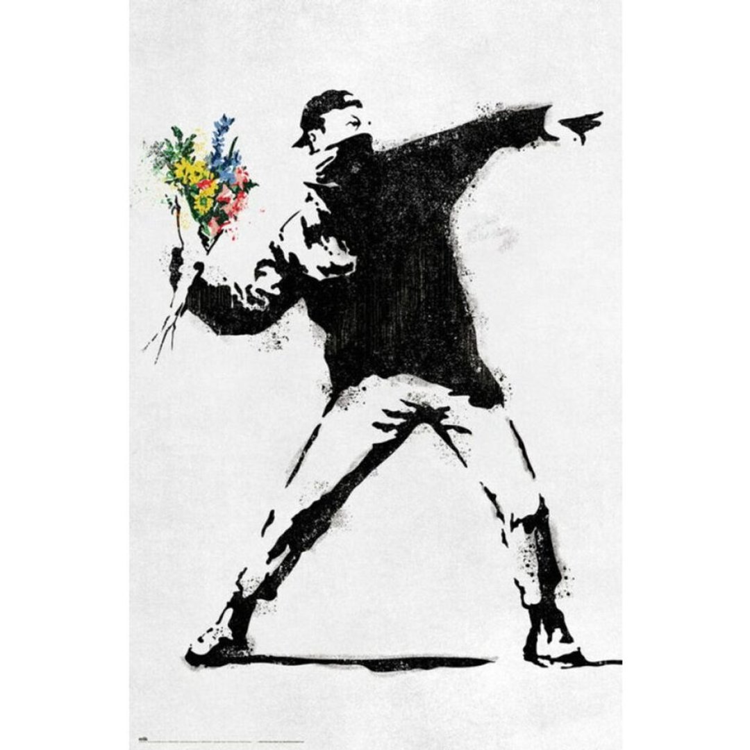 【班克西】掷花者海报/Banksy - 海报/装饰画/版画 - 纸 黑色
