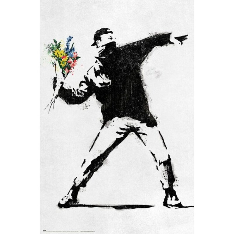 【班克西】掷花者海报/Banksy - 海报/装饰画/版画 - 纸 黑色