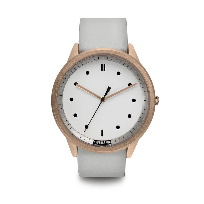 HYPERGRAND - 02基本款系列 - 玫瑰金白表盘白皮革 手表 - 男表/中性表 - 其他材质 白色
