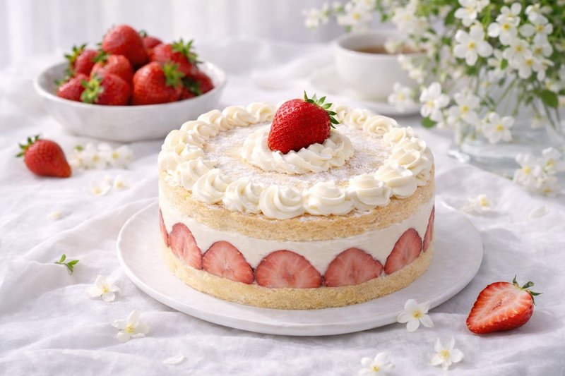 初春限定 6 寸茉语草莓香缇蛋糕 Jasmine Strawberry Cream Cake - 蛋糕/甜点 - 新鲜食材 