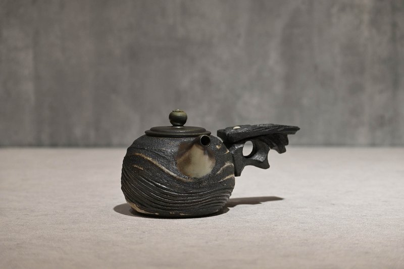 | 400cc | 大容量造型侧把茶壶 侧把壶 柴烧壶【臻麟陶艺】 - 茶具/茶杯 - 陶 