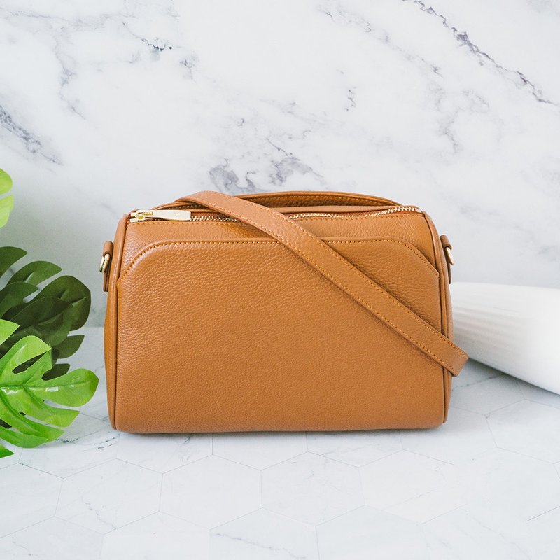 真皮三隔层贝壳小包 22328 棕M - 侧背包/斜挎包 - 真皮 橘色
