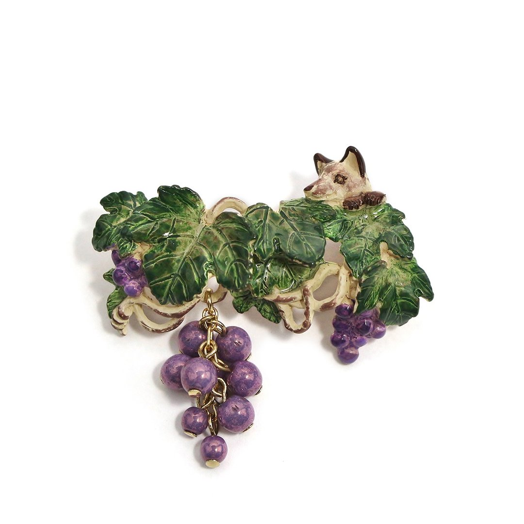 Chateau Fox Pin Brooch PB108 - 胸针 - 其他金属 紫色