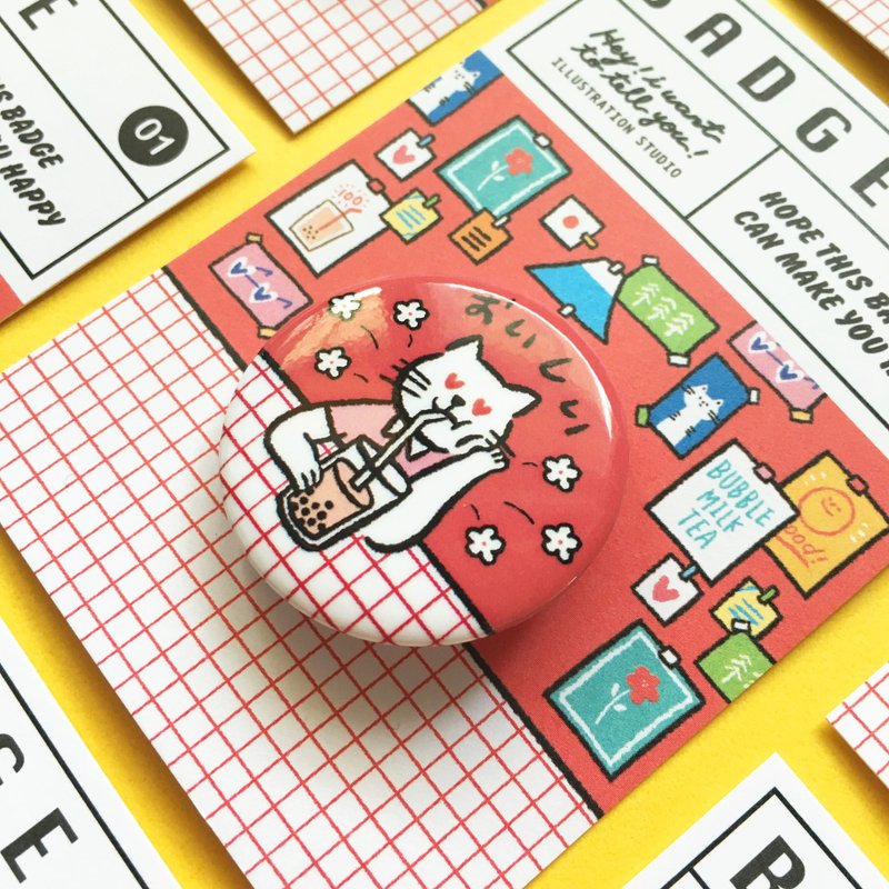 珍奶猫Bubble / 徽章 - 徽章/别针 - 塑料 