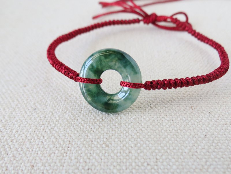 本命年【岁岁平安】冰飘花平安扣翡翠丝光编织手链*SS52*招财开运 - 手链/手环 - 宝石 多色