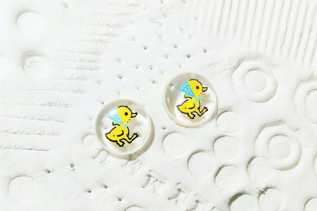 小鸭鸭透明童趣耳环/夹式/针式 - 耳环/耳夹 - 塑料 透明