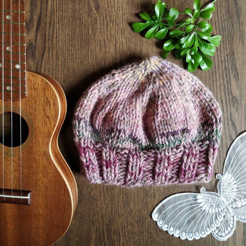 纯羊毛手工毛线帽-原味甜菜根 - 帽子 - 羊毛 