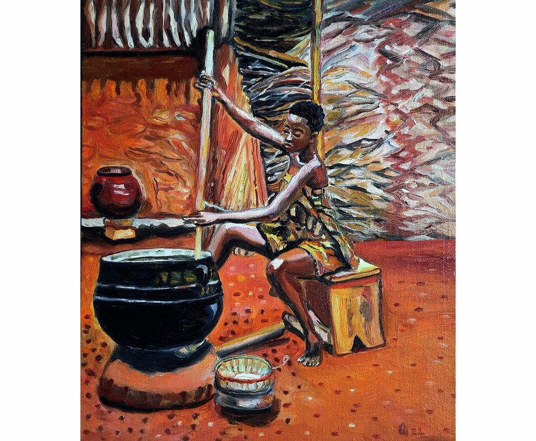 Woman african   Painting Original Art   Oil Painting Wall Decor Art - 墙贴/壁贴 - 其他材质 黄色