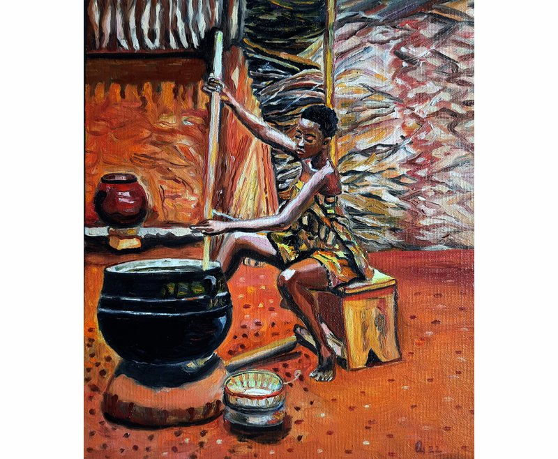 Woman african   Painting Original Art   Oil Painting Wall Decor Art - 墙贴/壁贴 - 其他材质 黄色