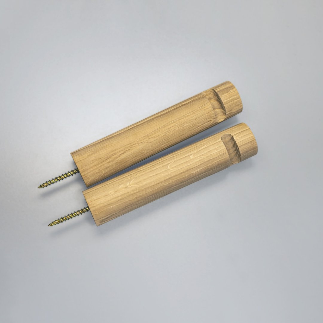 Wall oak hook Diameter 1,5inch  Lamp, Handbag, Plant hook Hanger. Macrame holder - 衣架/挂勾 - 木头 