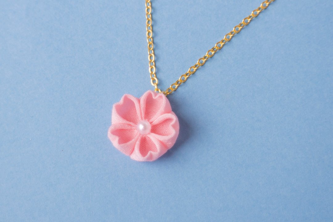 Hangaragaku cherry blossom necklace One grain knife work - 项链 - 聚酯纤维 粉红色