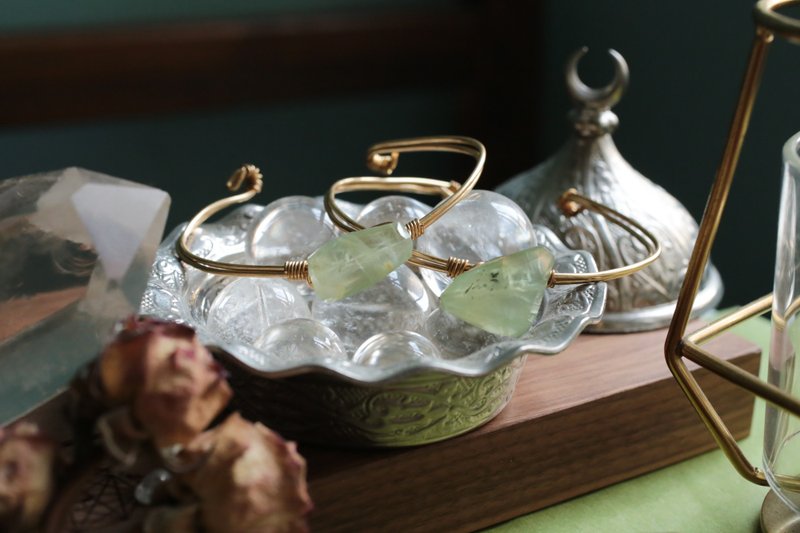 切面葡萄石铜线手环 一物一图  三款石选择 绿 - 手链/手环 - 宝石 绿色