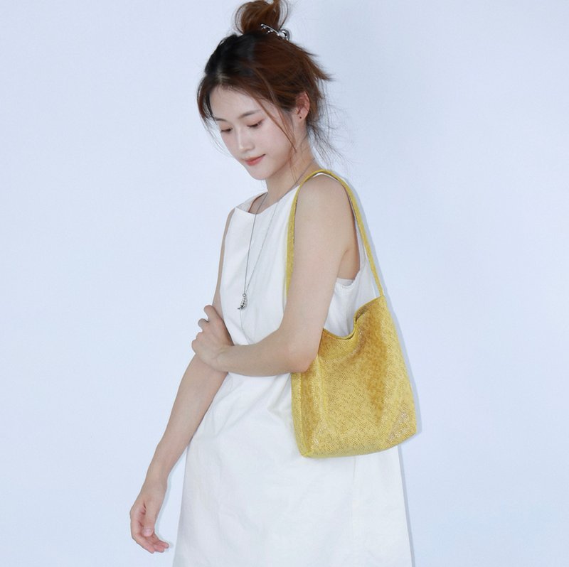 【奶黄包】森系复古文青/高级感工艺单肩腋下包 - 侧背包/斜挎包 - 其他材质 黄色