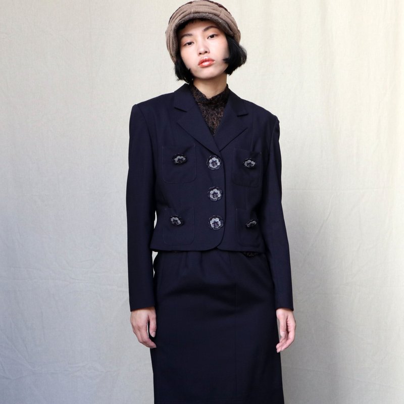 南瓜Vintage。古着 Moschino 立体 花扣 高级 西装 外套 - 女装休闲/机能外套 - 其他材质 