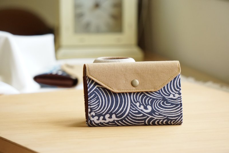 青海波 - 钱包短夹 布皮夹 手工 生日礼物 - 皮夹/钱包 - 棉．麻 蓝色