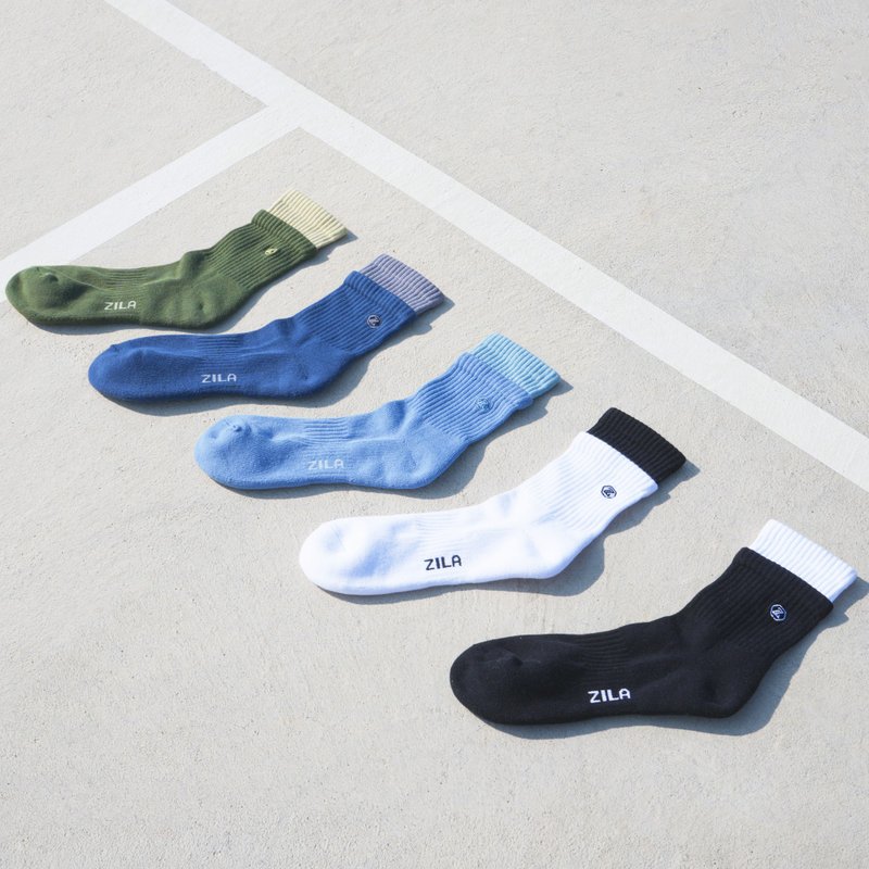 双层电绣休闲运动男袜 - 袜子 - 棉．麻 白色