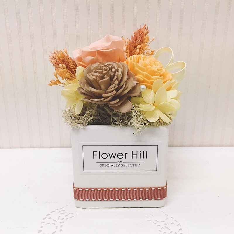 撞色品味-裸橘黄-母亲节/盆栽/桌花/干燥花/永生花/扩香花/毕业 - 干燥花/捧花 - 植物．花 
