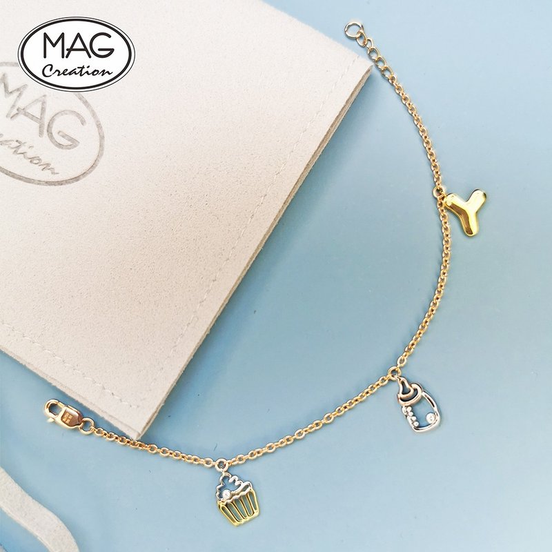 Little Sweetie 宝宝小孩吊饰手链配字母 | My Precious Treasure - 婴儿饰品 - 贵金属 金色